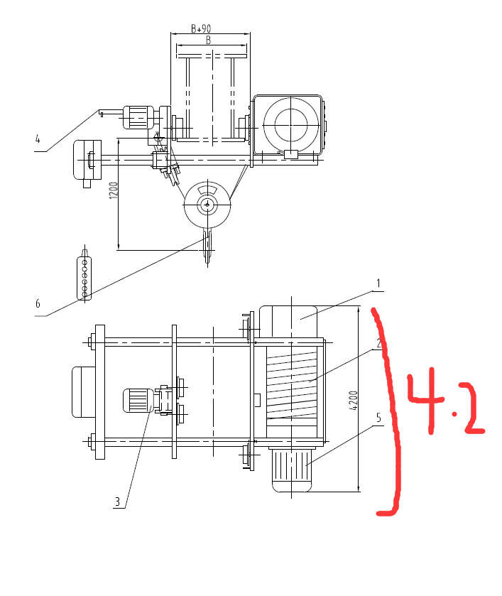 Design drawing of electric wire rope hoist