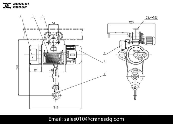 5 Ton Double Speed Wire Rope Hoist desgin drawing
