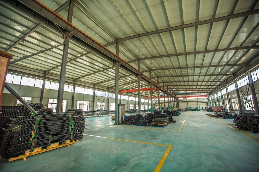 Overhead crane in rubber factory workshop