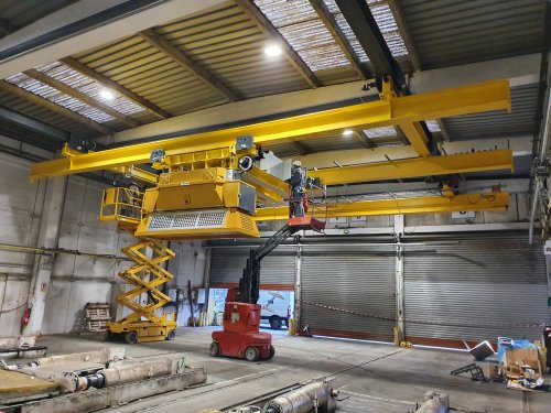 Bridge crane in concrete factory