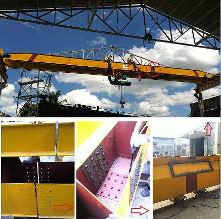 Schematic diagram of truncation of main beam of bridge crane