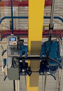 Laser-View Crane Sentry no-fly zone system mounted on a trolley hoist for load dependent zoning across