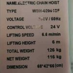 Packing parameters of 2t electric chain hoist
