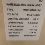 Packing parameters of electric chain hoist