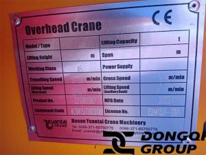 Overhead Crane nameplate