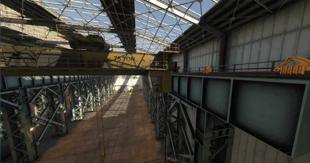 A view from ITI’s overhead crane simulator system