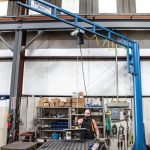 Gorbel offers various configurations of a complete hoist, jib crane and trolley package