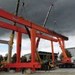 R A 70m high gantry crane for handling concrete parts, manufactured by Kuli.