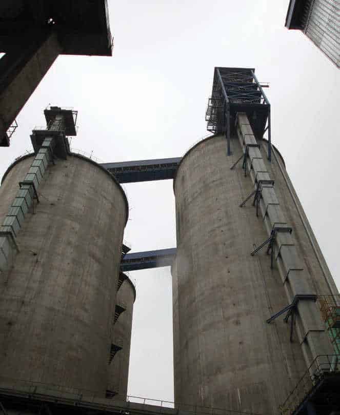 The silos store production from the limestone mountains region