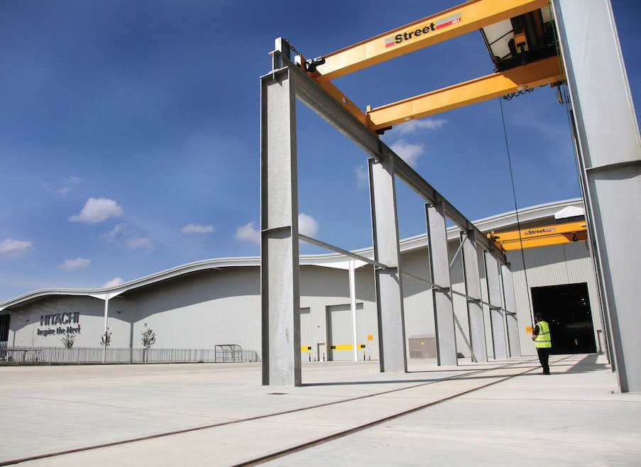 overhead crane for offload train carriages