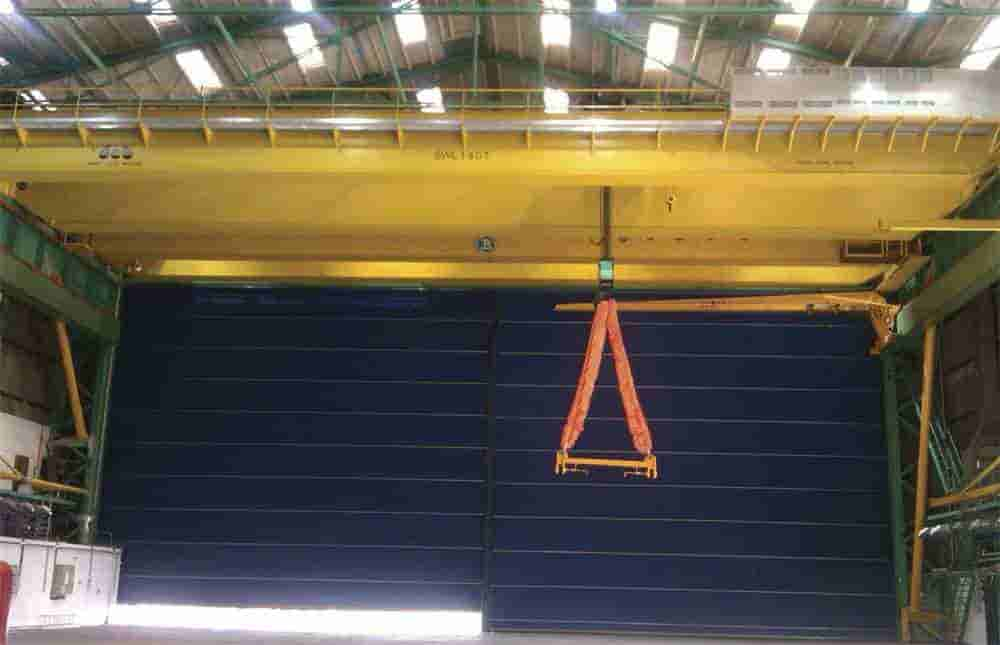 overhead crane in wind turbine factory