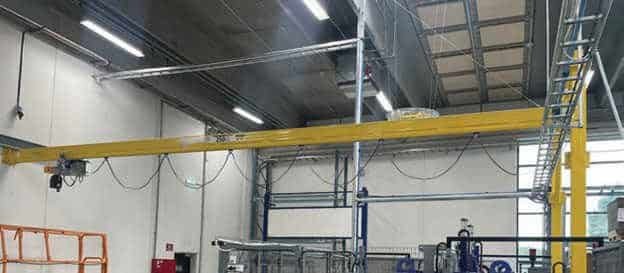 The second crane is a Certex-Niko mono light crane solution with a 250kg capacity and a track length of 9.5m