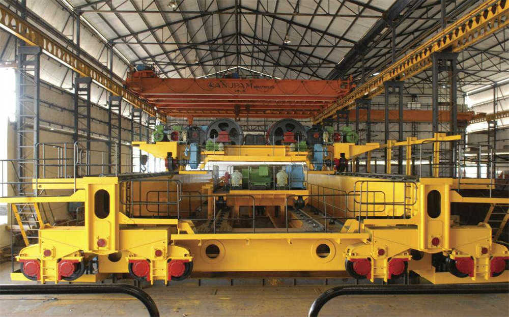 A shop-assembled Anupam four girder ladle crane