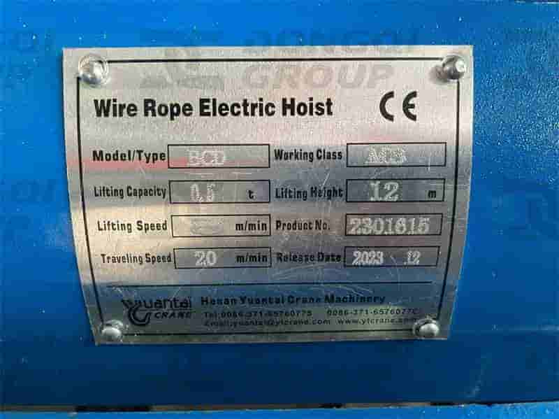 Hoist nameplate