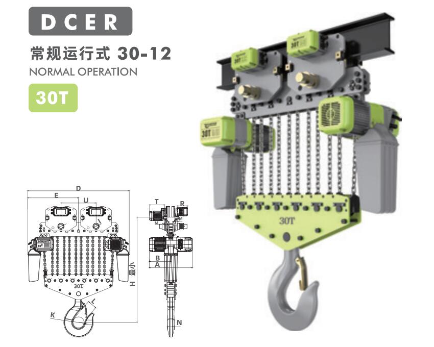 30 ton electric chain hoist with trolley high configuration design drawing