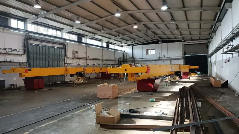HD-type bridge crane being installed at a factory in Portugal